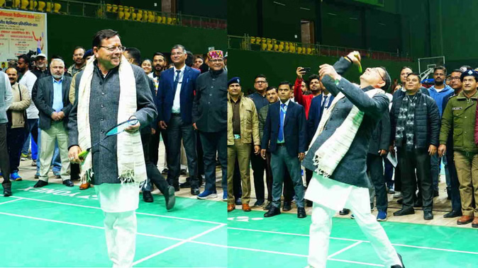 सीएम धामी ने थामा रैकेट..फिट और फोकस्ड रहने का दिया संदेश…बैडमिंटन कोर्ट में दिखा अलग अंदाज